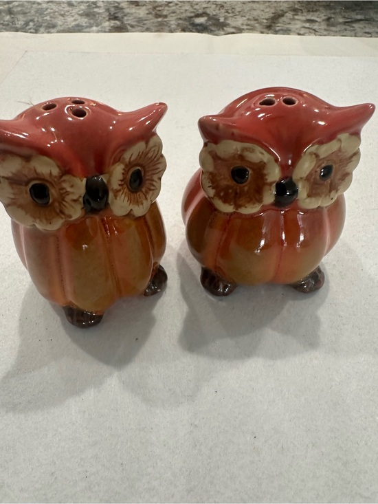 Other - Ceramic pumpkin shape Owl Salt and Pepper Shaker Set